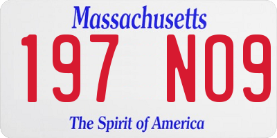 MA license plate 197NO9