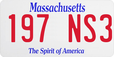 MA license plate 197NS3