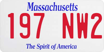 MA license plate 197NW2