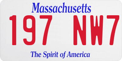 MA license plate 197NW7