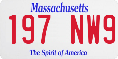 MA license plate 197NW9