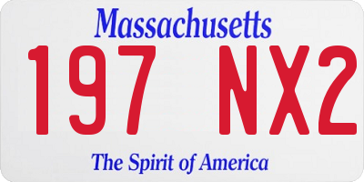 MA license plate 197NX2