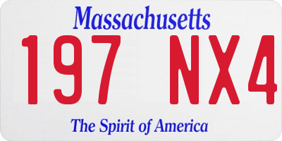 MA license plate 197NX4