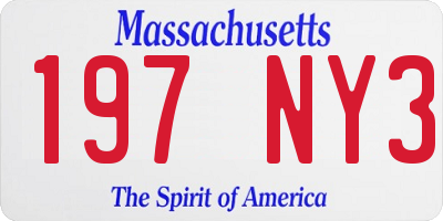 MA license plate 197NY3