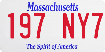 MA license plate 197NY7