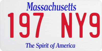 MA license plate 197NY9