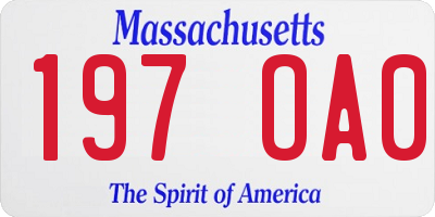 MA license plate 197OA0