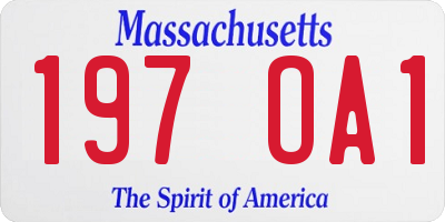 MA license plate 197OA1
