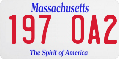 MA license plate 197OA2