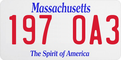 MA license plate 197OA3