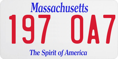 MA license plate 197OA7