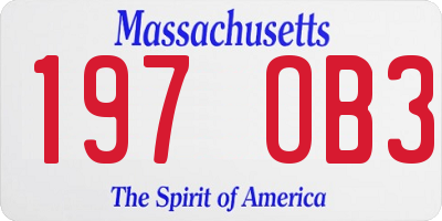 MA license plate 197OB3