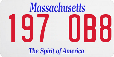MA license plate 197OB8
