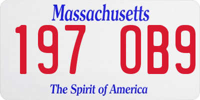 MA license plate 197OB9