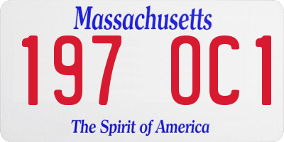 MA license plate 197OC1