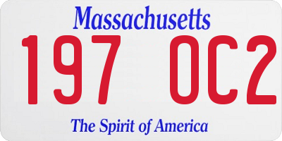 MA license plate 197OC2