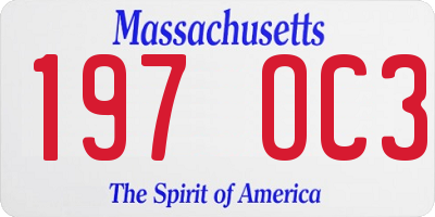 MA license plate 197OC3