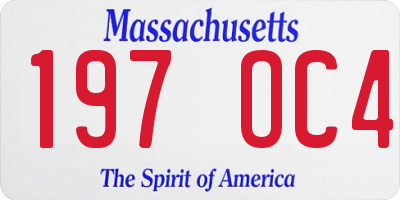MA license plate 197OC4