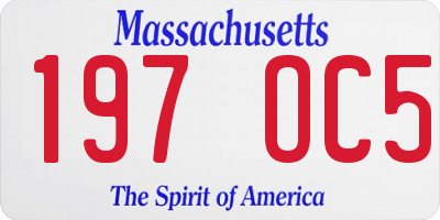MA license plate 197OC5