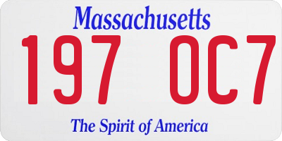MA license plate 197OC7
