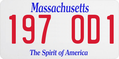 MA license plate 197OD1