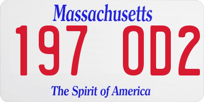 MA license plate 197OD2