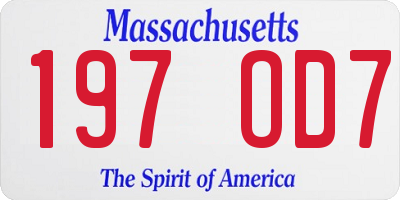 MA license plate 197OD7