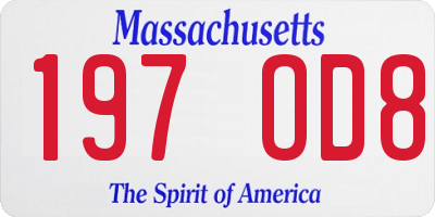 MA license plate 197OD8