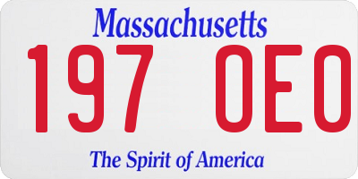MA license plate 197OE0