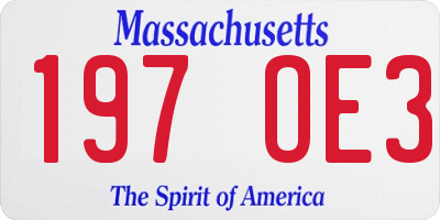 MA license plate 197OE3
