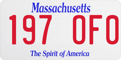 MA license plate 197OF0