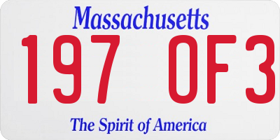 MA license plate 197OF3