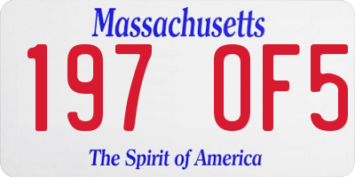 MA license plate 197OF5