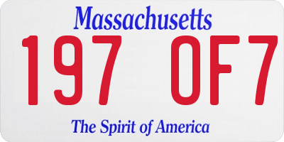 MA license plate 197OF7