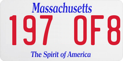 MA license plate 197OF8