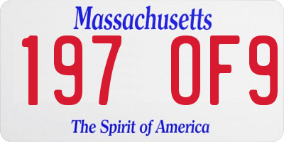MA license plate 197OF9