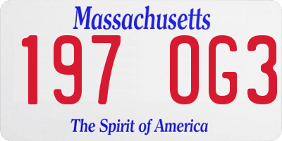 MA license plate 197OG3