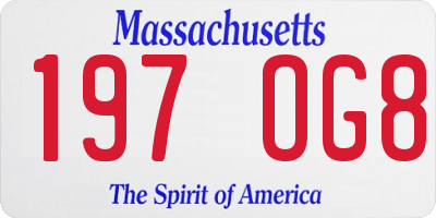 MA license plate 197OG8