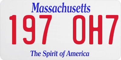 MA license plate 197OH7