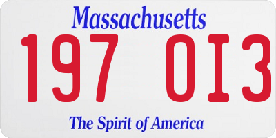 MA license plate 197OI3