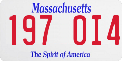 MA license plate 197OI4