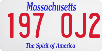 MA license plate 197OJ2