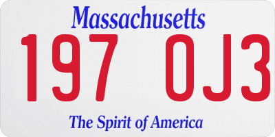 MA license plate 197OJ3