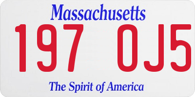 MA license plate 197OJ5