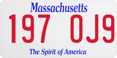 MA license plate 197OJ9