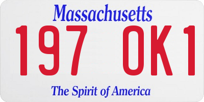 MA license plate 197OK1