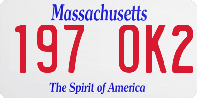 MA license plate 197OK2