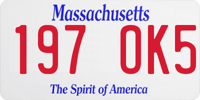 MA license plate 197OK5