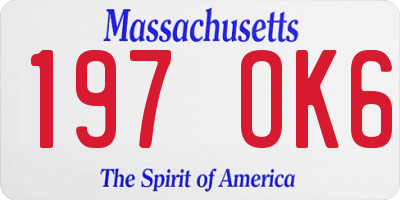 MA license plate 197OK6