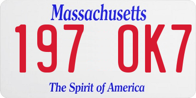 MA license plate 197OK7